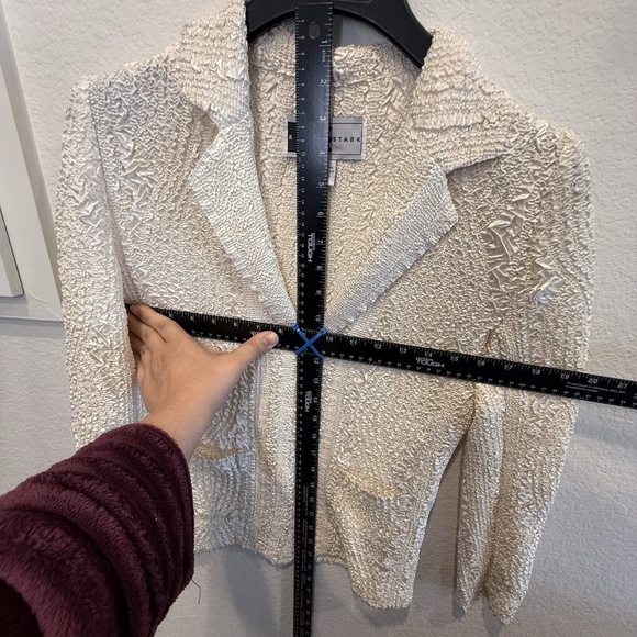 Rhonda Stark Textured Jacket Blazer Womens Size Small Button Career Cream - Picture 8 of 8